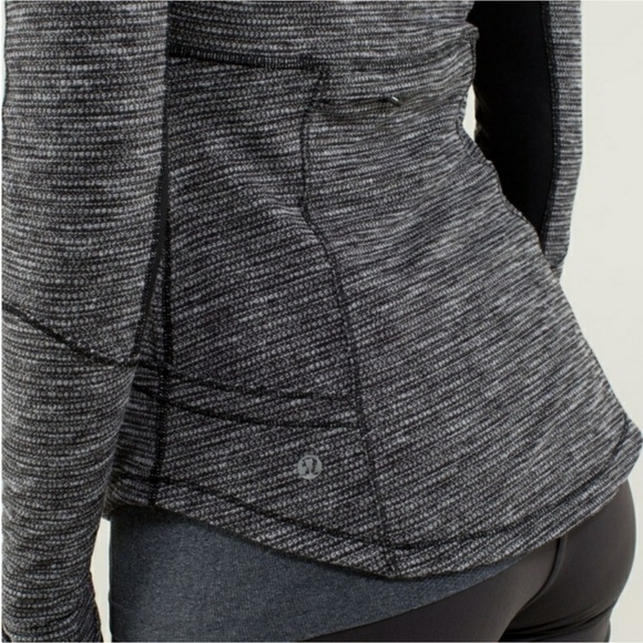 Lululemon Pullover SZ 8 Base Runner 1/2 Zip Heathered Herringbone Black Running - Picture 5 of 14